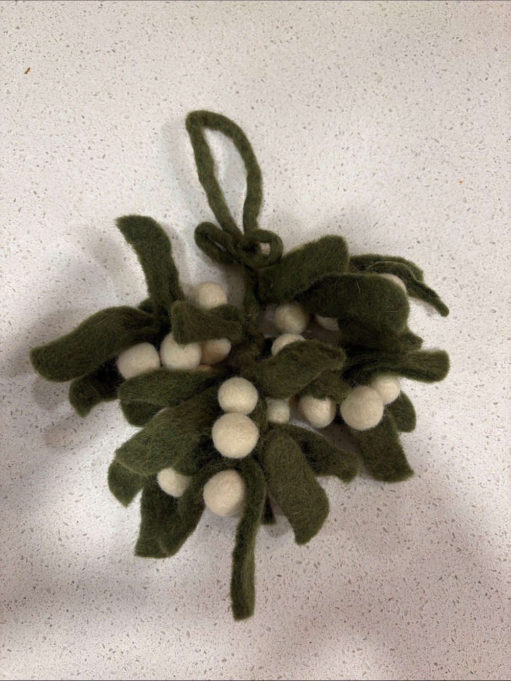 West Elm Olive Green Felt Mistletoe Cluster with Cream Berries